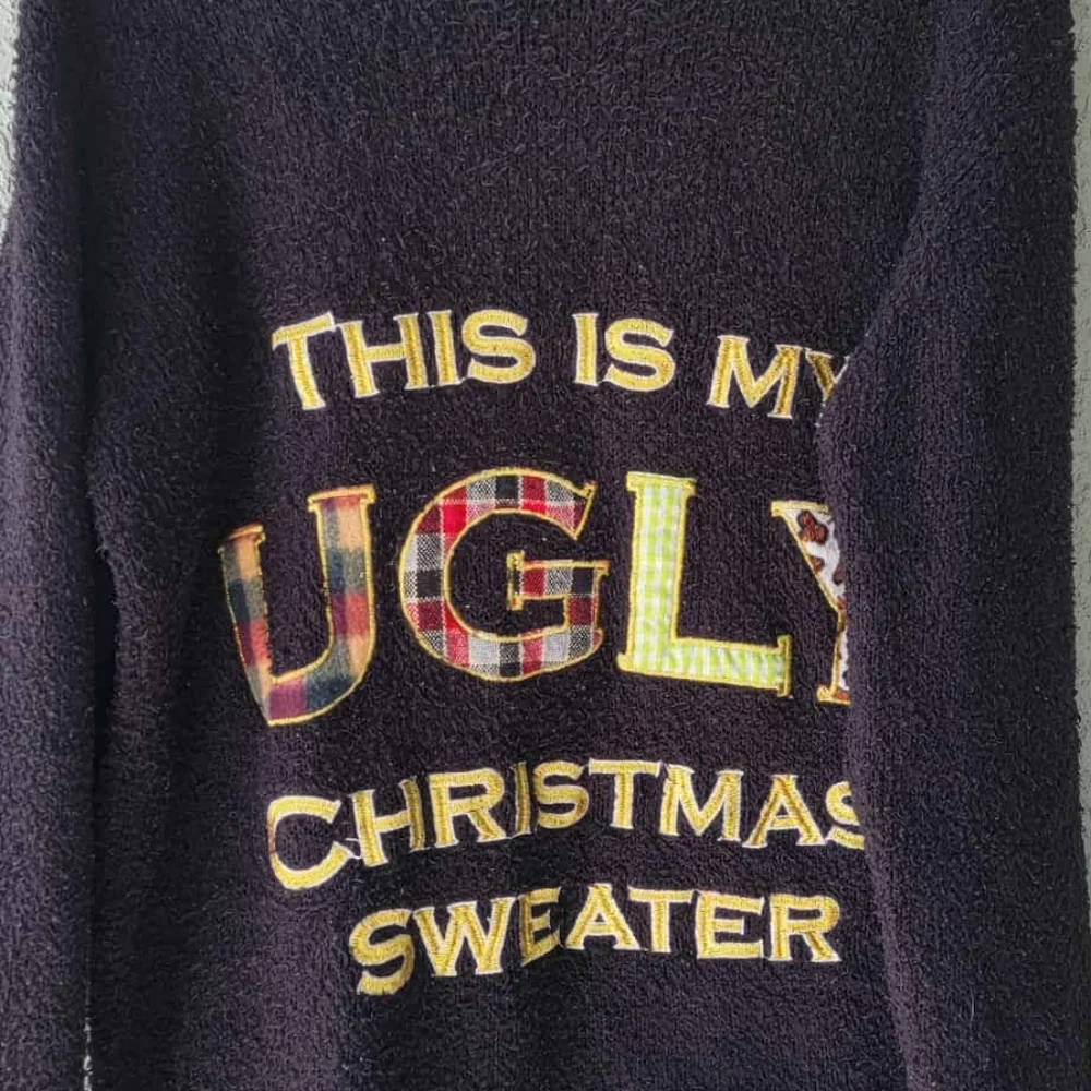 THIS IS MY UGLY CHRISTMAS SWEATER knit crewneck long sleeve pullover black XL - Picture 2 of 4
